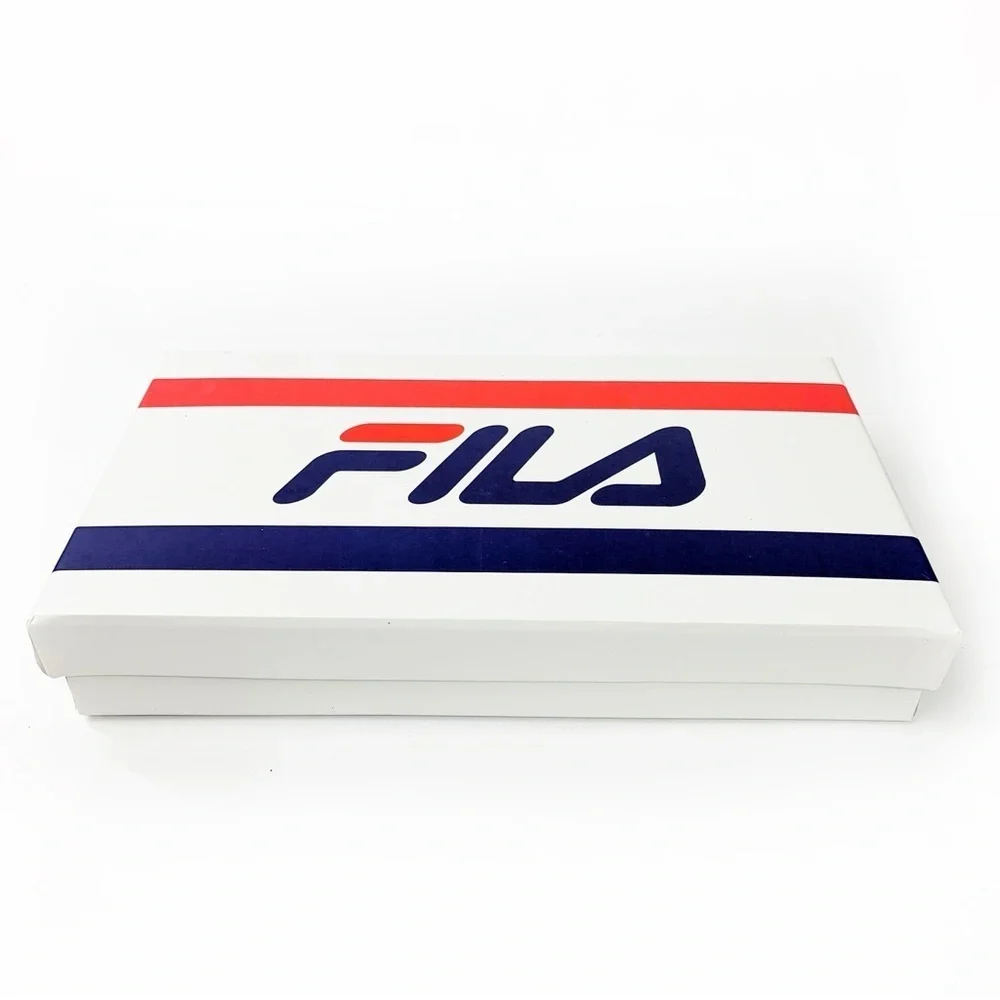 Fila Black Bifold Wallet w/ Blue & Grey Stripe • 9 Card Slots • Gift Box